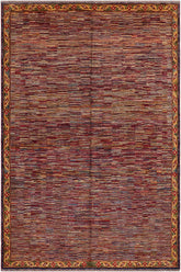 handmade Modern Gabbeh Blue Red Hand Knotted RECTANGLE 100% WOOL area rug 8  x 10